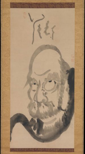 Hakuin Ekaku, Portrait of Daruma,mid-18th century, Edo period Japan, hanging scroll, ink on paper, 117.5 x 54 cm (The Metropolitan Museum of Art)