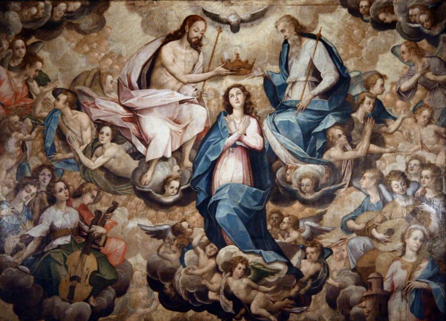 Bernardo Bitti, Coronation of the Virgin, 1575 - 80, Church of San Pedro, Lima, Peru, tempera (photo: Jonathan.adrianzen, CC BY-SA-4.0)  