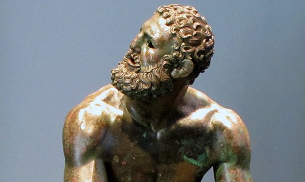 Apollonius, Boxer at Rest, 1st century B.C.E. (may be a copy of a 4th century sculpture), bronze, Palazzo Massimo, Museo Nazionale Romano