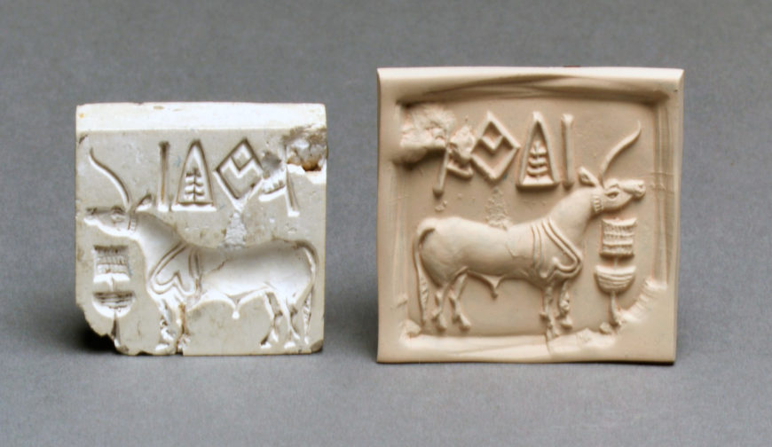 Stamp seal and modern impression: unicorn and incense burner (?), c. 2600 - 1900 BCE, Indus (The Metropolitan Museum of Art)