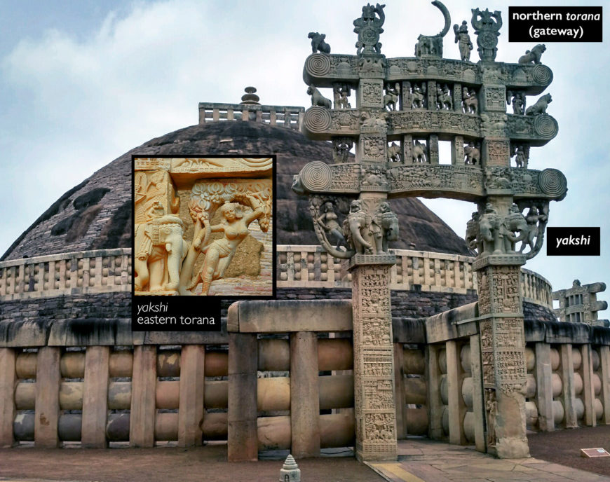 Great Stupa at Sanchi, 3rd c. BCE - 1st c. CE, Sanchi, Madhya Pradesh (photo: AyushDwivedi1947, CC BY-SA 4.0; Tushar Pokle, CC BY-NC-SA 2.0)