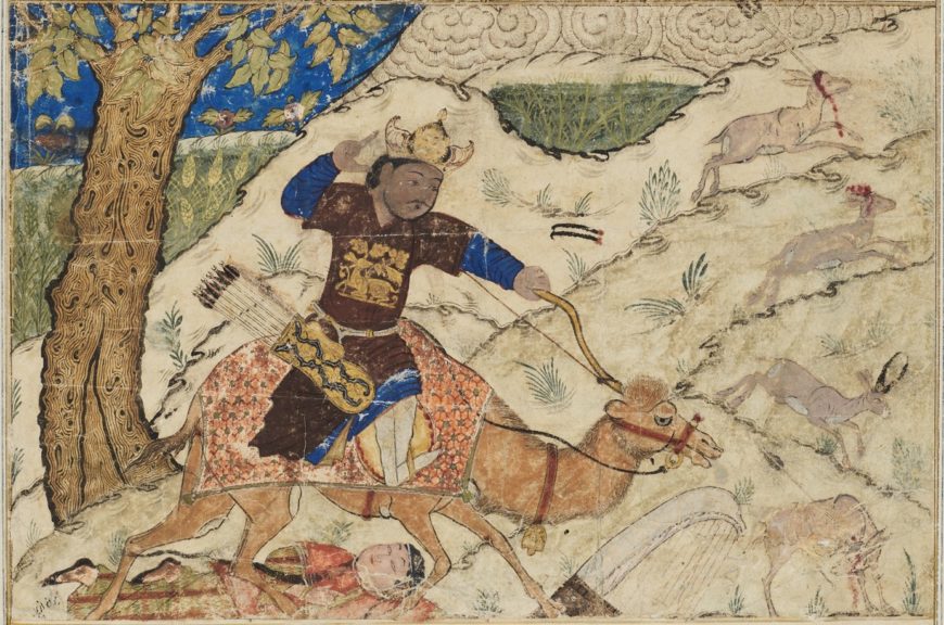 Painting of “Bahram Gur Hunting with Azada” from the Great Mongol Shahnama. By 1931, Georges Demotte had sold this folio from the Great Mongol Shahnama to Edward W. Forbes, director of the Fogg Museum at Harvard University (Harvard Art Museums/Arthur M. Sackler Museum, Cambridge, MA)