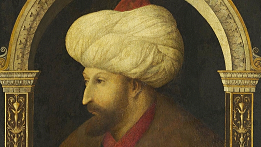 thumb- Gentile Bellini, Portrait of Sultan Mehmet II, 1480, oil on canvas, 69.9 x 52.1 cm, The National Gallery London. Layard Bequest, 1916. Currently on loan to the Victoria and Albert Museum, London.