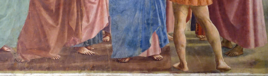 Feet (detail), Masaccio, Tribute Money, c. 1427, fresco (Brancacci Chapel, Santa Maria del Carmine, Florence) (photo: Steven Zucker, CC BY-NC-SA 2.0)