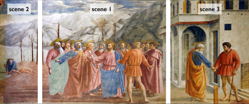 Masaccio, Tribute Money, 1427, fresco (Brancacci Chapel, Santa Maria del Carmine, Florence) (photo: Steven Zucker, CC BY-NC-SA 2.0)