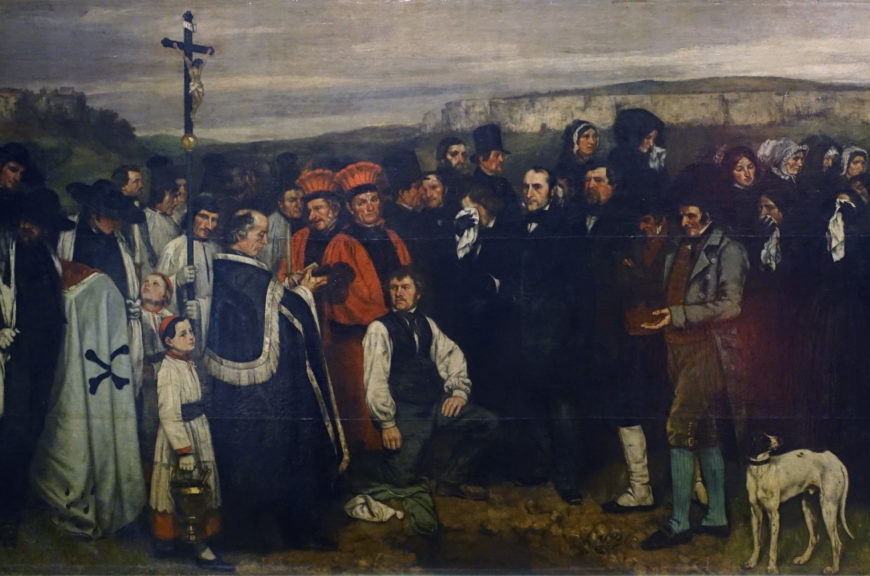 Gustave Courbet, A Burial at Ornans, begun late summer 1849, completed 1850, 124 x 260 inches, oil on canvas (Musée d'Orsay, Paris)