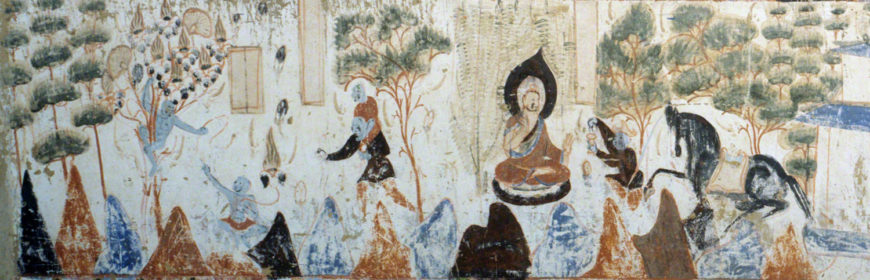 Detail of the left side of the third register of the Mahasattva jataka painting. Mogao Cave 428. Northern Zhou, 557-581 CE. Dunhuang. Image courtesy of the Dunhuang Academy.