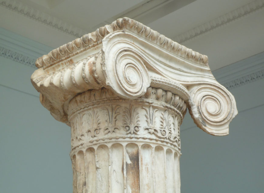 Ionic Capital, North Porch of the Erechtheion (Erechtheum), Acropolis, Athens, marble, 421–407 B.C.E., British Museum (photo: Steven Zucker CC:BY-NC-SA 2.0)