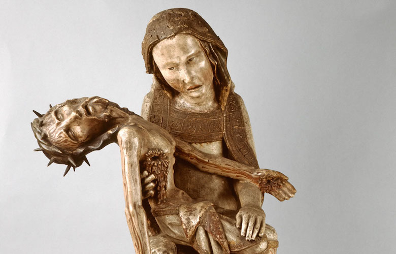 Röttgen Pietà, c. 1300–25, painted wood, 34 1/2 inches high (LVR-LandesMuseum Bonn)