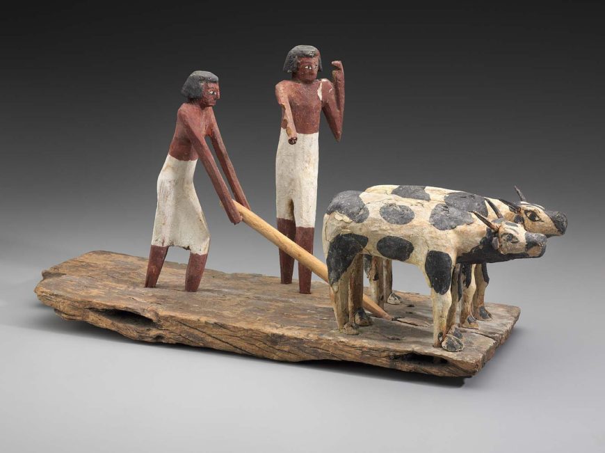 Model scene of workers ploughing a field, Middle Kingdom, late Dynasty 11 – early Dynasty, 2010–1961 B.C., wood, 54 cm (MFA Boston)