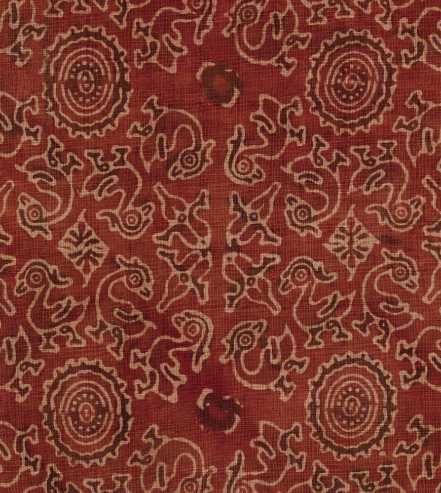 Textile with Sacred Goose (Hamsa) Design, 15th–early 16th century, cotton, block-printed and mordant-dyed, India (Gujarat, for Indonesian Market), 103.5 × 481.3 cm