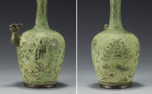  Kundika with Landscape Design, 12th century, Goryeo, 37.5 cm high, National Treasure 92 (National Museum of Korea)