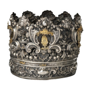 Torah crown (keter), Andrea Zambelli 'L'Honnesta,' ca. 1740-50, Venice, silver, parcel gilt, 27.5 x 31.4 x 31.4 cm (The Metropolitan Museum of Art)