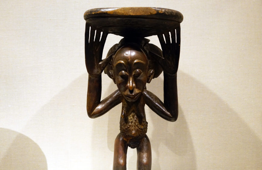 Detail, Buli Master, possibly Ngongo ya Chintu, Prestige Stool: Female Caryatid, 19th century, Luba or Hemba peoples, Buli village, Democratic Republic of the Congo, wood, metal studs, 61 cm high (The Metropolitan Museum of Art; photo: Steven Zucker, CC BY-NC-SA 2.0)