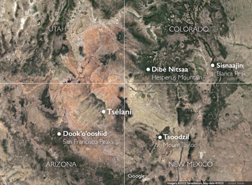 Tsélaní and surrounding mountains (underlying map © Google)