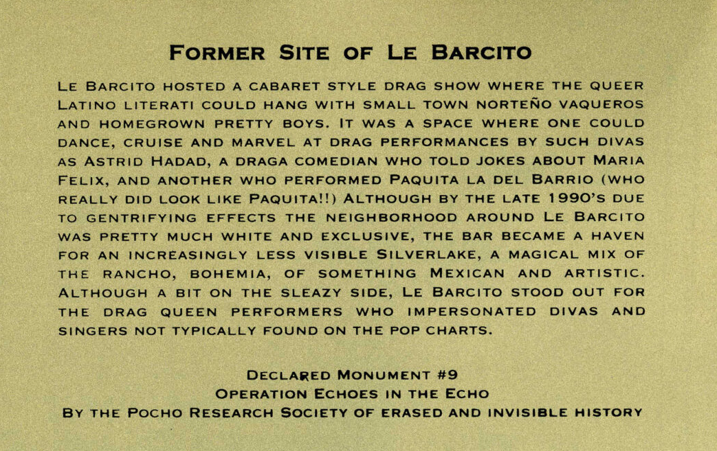 Pocho Research Society (Sandra de la Loza), <em>Echoes en el Echo: A Series of Interventions about Memory, Place, and Gentrification</em>