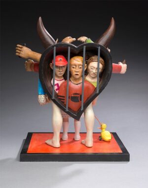 Luis Tapia, Corazón Negro, 2016, carved and painted wood, 14 1/4 x 11 5/8 x 10 1/4 inches (Collection of Maurice M. Dixon, Jr; photo: James Hart) © Luis Tapia