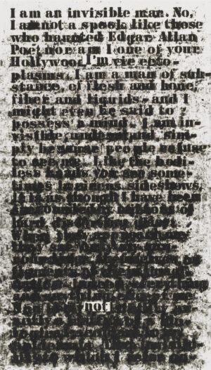 Glenn Ligon, Untitled (I am an invisible man), 1991, oilstick on paper, 76.2 x 43.8 cm (The Museum of Modern Art, New York)