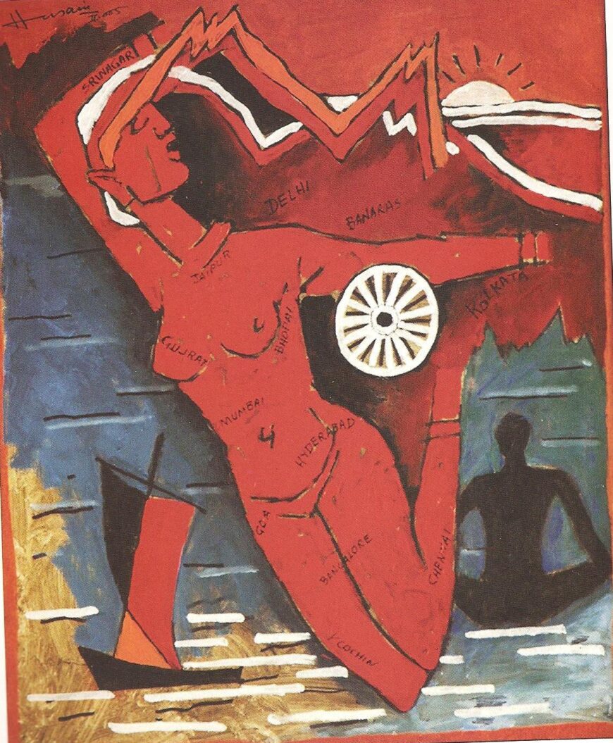 M. F. Husain, Untitled (Bharat Mata), 2005, acrylic on canvas, 105.4 x 85.1 cm (Estate of Maqbool Fida Husain, Apparao Gallery, Chennai)