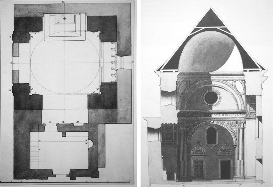 Original plan and section of the Bakócz Chapel, János Packh (1822)