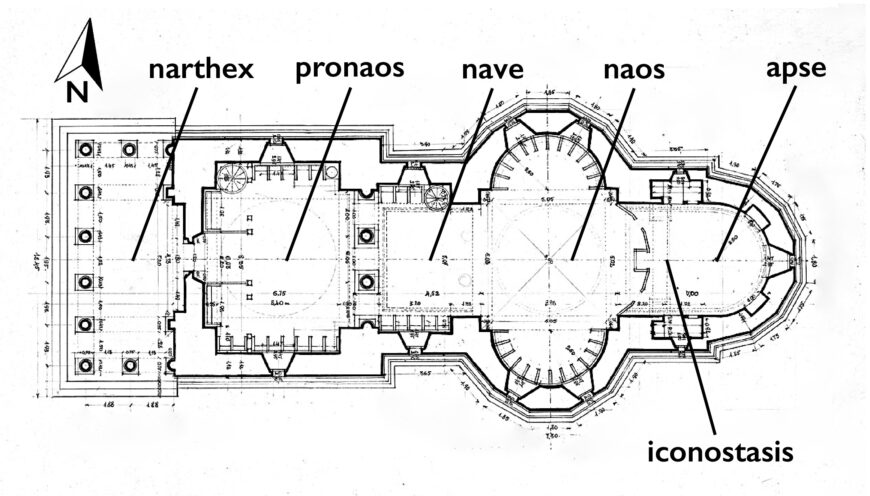 Plan for The Monastic Church, Hurezi (Horezu) Monastery, Wallachia, Romania, 1691–92 (photo: Relevee, University of Architecture and Urban Planning, Bucharest)