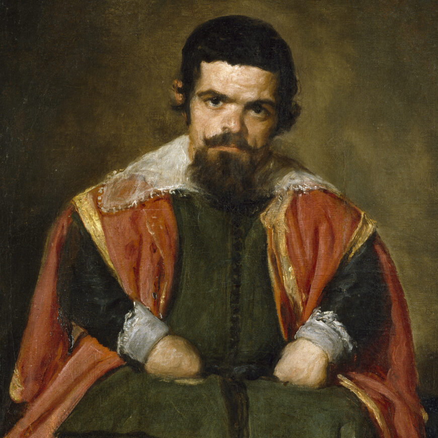 Sebastián de Morra (detail), Diego Velázquez, Portrait of Sebastián de Morra, 1644, oil on canvas, 106.5 x 82.5 cm (Museo del Prado, Madrid)