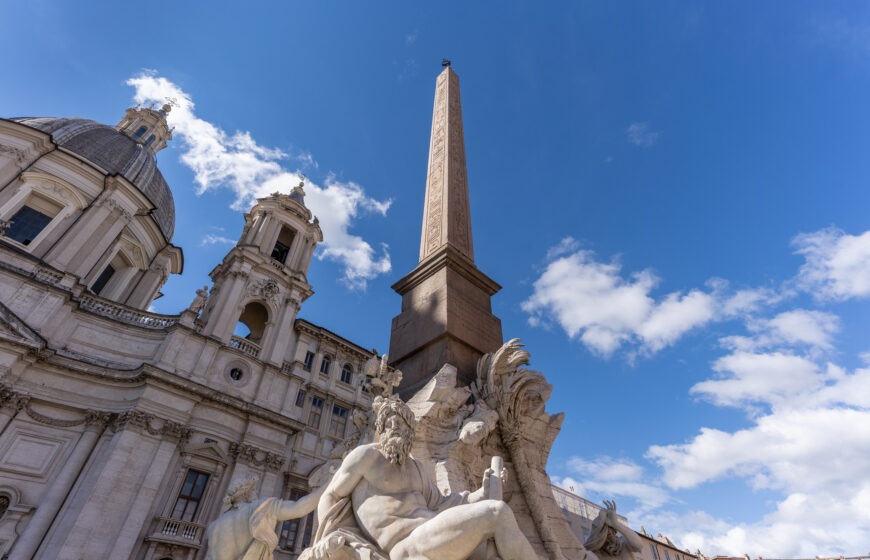 Gian Lorenzo Bernini, Fountain of the Four Rivers (Fontana dei Quattro Fiumi), Piazza Navona, Rome, commission by Pope Innocent X, 1651, marble (photo: Steven Zucker, CC BY-NC-SA 2.0)