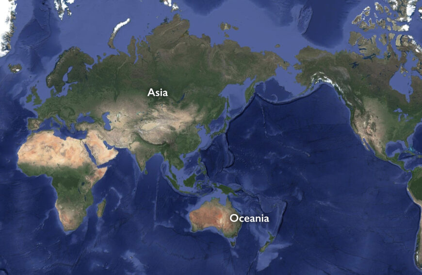 Map of Asia and Oceania (underlying map © Google)