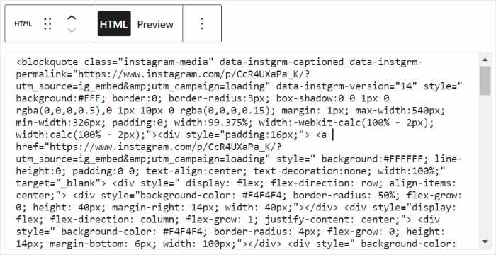 embed code for instagram