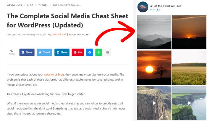 how to embed instagram feed on wordpress sidebar or footer