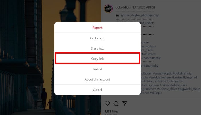 copy link instagram post