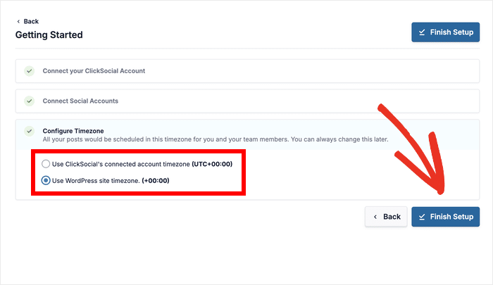 set up time zones for clicksocial