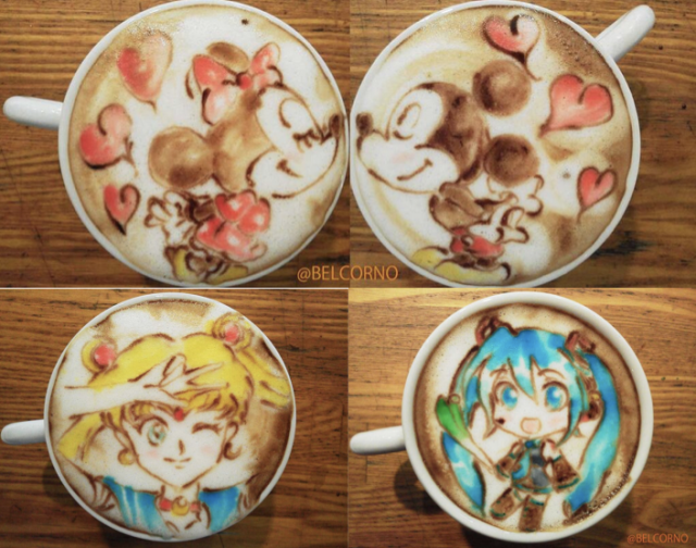 Colorful latte art! Japanese barista creates coffee with character