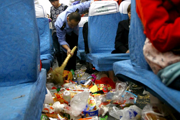 What’s worse than overcrowded trains? Overcrowded trains filled with garbage