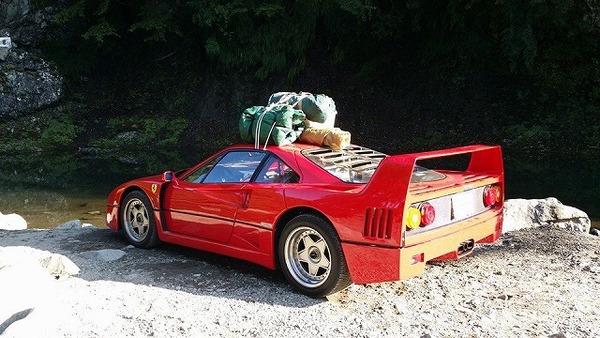 Japanese racer takes million dollar Ferrari on camping trip, fries eggs on it