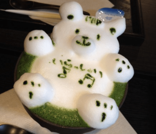 3-D green tea latte art adds a splash of whimsy and color to your cup