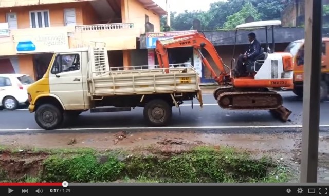 Video from India shows fast way to load construction equipment…or die, whichever comes first