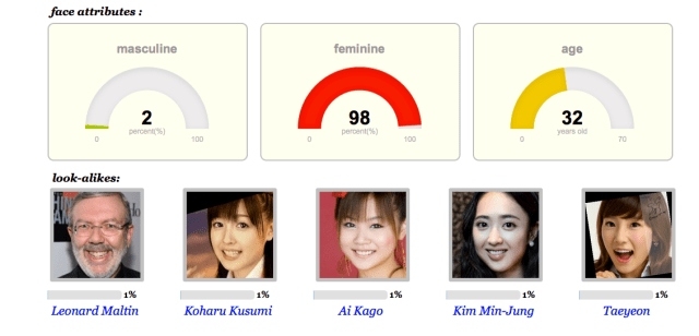 Facial recognition website decides how masculine or feminine you are, suggests famous look-alikes