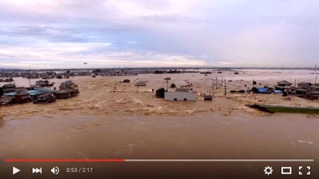 Drones capture shocking footage of flooding in Ibaraki, Japan【Video】