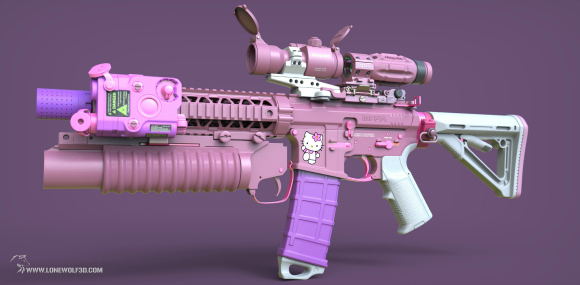 Say Hello (Kitty) to my little friend — Sanrio’s famous mascot as a custom assault rifle