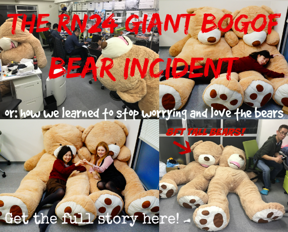 The RN24 Giant Bear Incident: Eight-foot-tall teddy twins appear in our office, steal our hearts