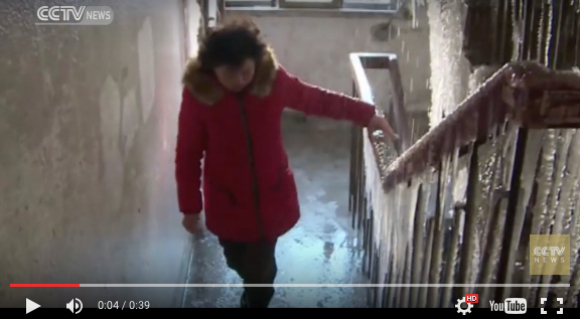 China’s extreme cold weather leaves buildings covered in ice both inside and out