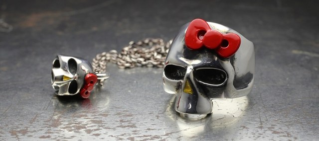 Hello Kitty skull ring and skull necklace are totally cute and metal as f#@%