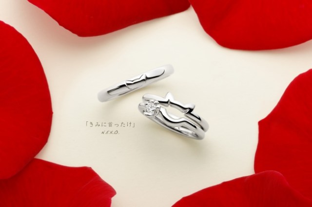 Cat wedding and engagement rings by Japanese design house feature gorgeous feline details