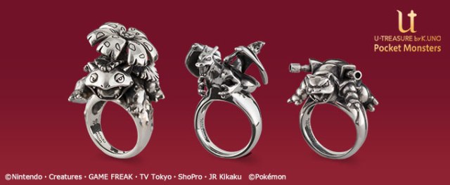 New Japanese Pokémon rings feature silver Venusaur, Blastoise and Charizard designs