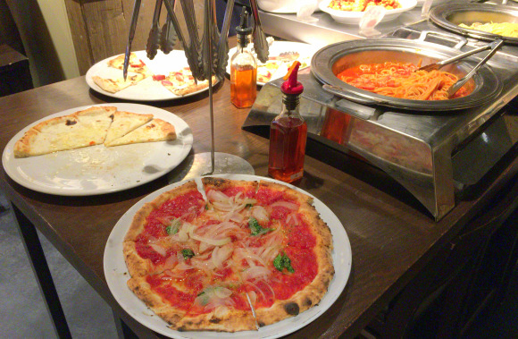 Salvatore Cuomo restaurants are offering an all-you-can-eat pizza & pasta lunch buffet for cheap