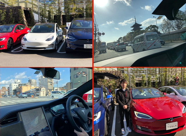 New meets old while testing a Tesla in Kyoto in honor of Japan’s first Urban Superchargers