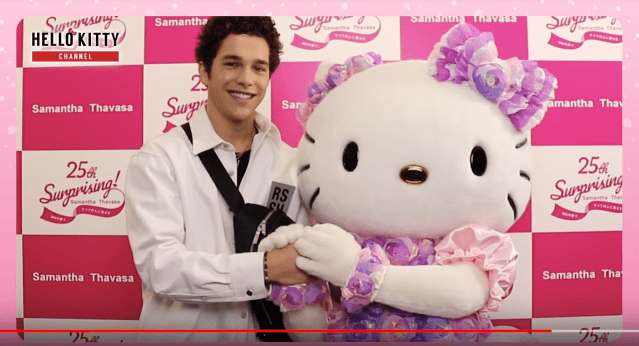 Hello Kitty lovestruck by American singer and YouTuber Austin Mahone in Tokyo