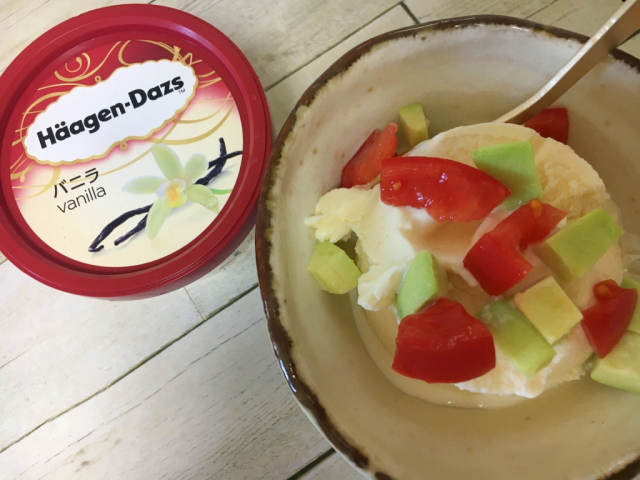 Häagen-Dazs Japan recommends ice cream with tomato and avocado, so we trust them and try it