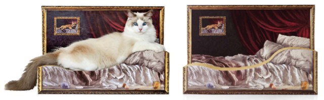 Turn your cat into a tasteful nude painting with this decorative scratching post